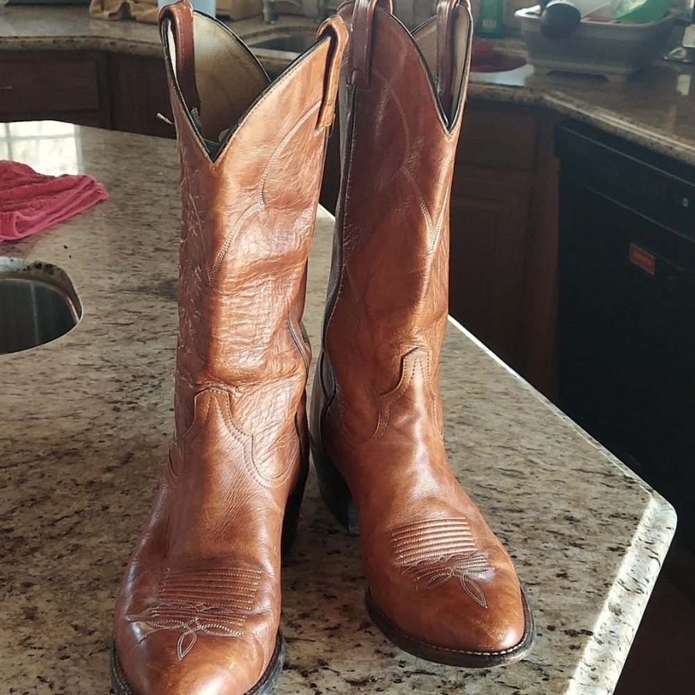 Tony Lama Vintage 5084 Tan Western Pull Off Calf Boot Size 8